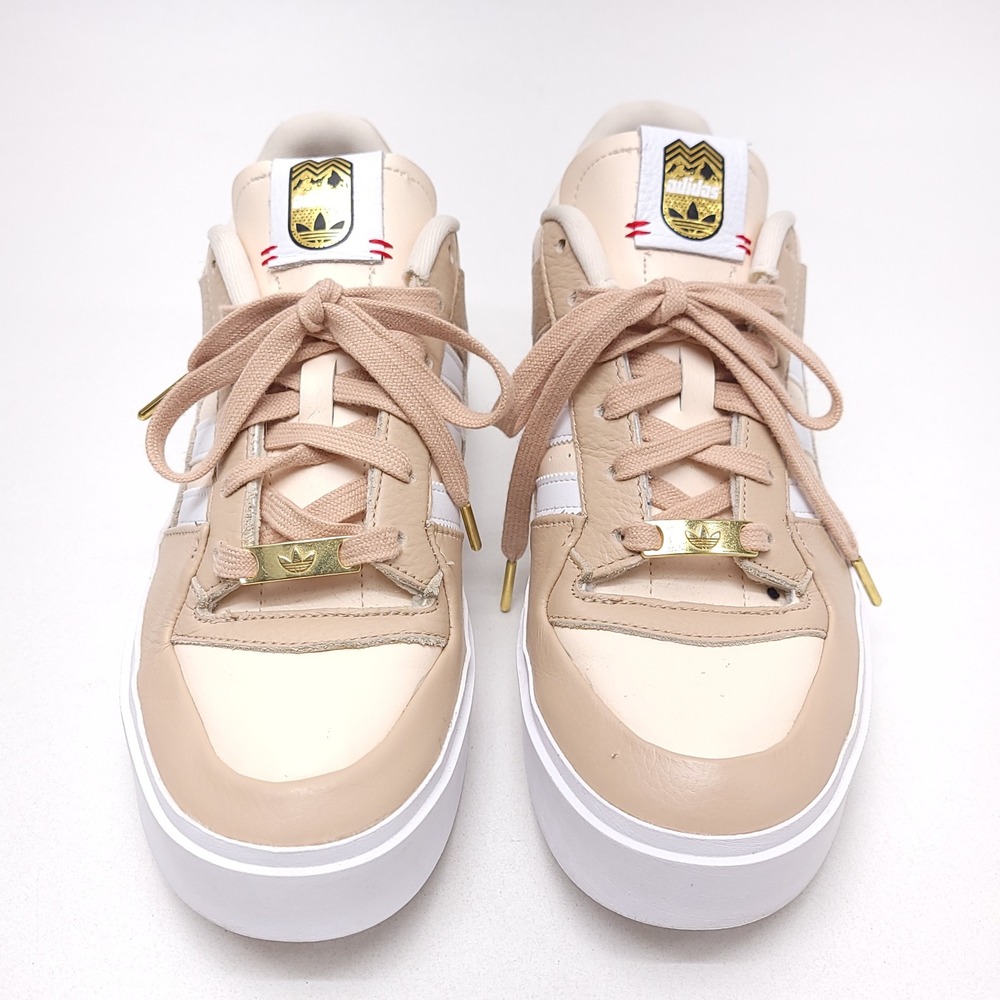 Adidas‎ Forum Bonega Tan Cream White Platform Leather Sneakers Womens 10 - Picture 2 of 10